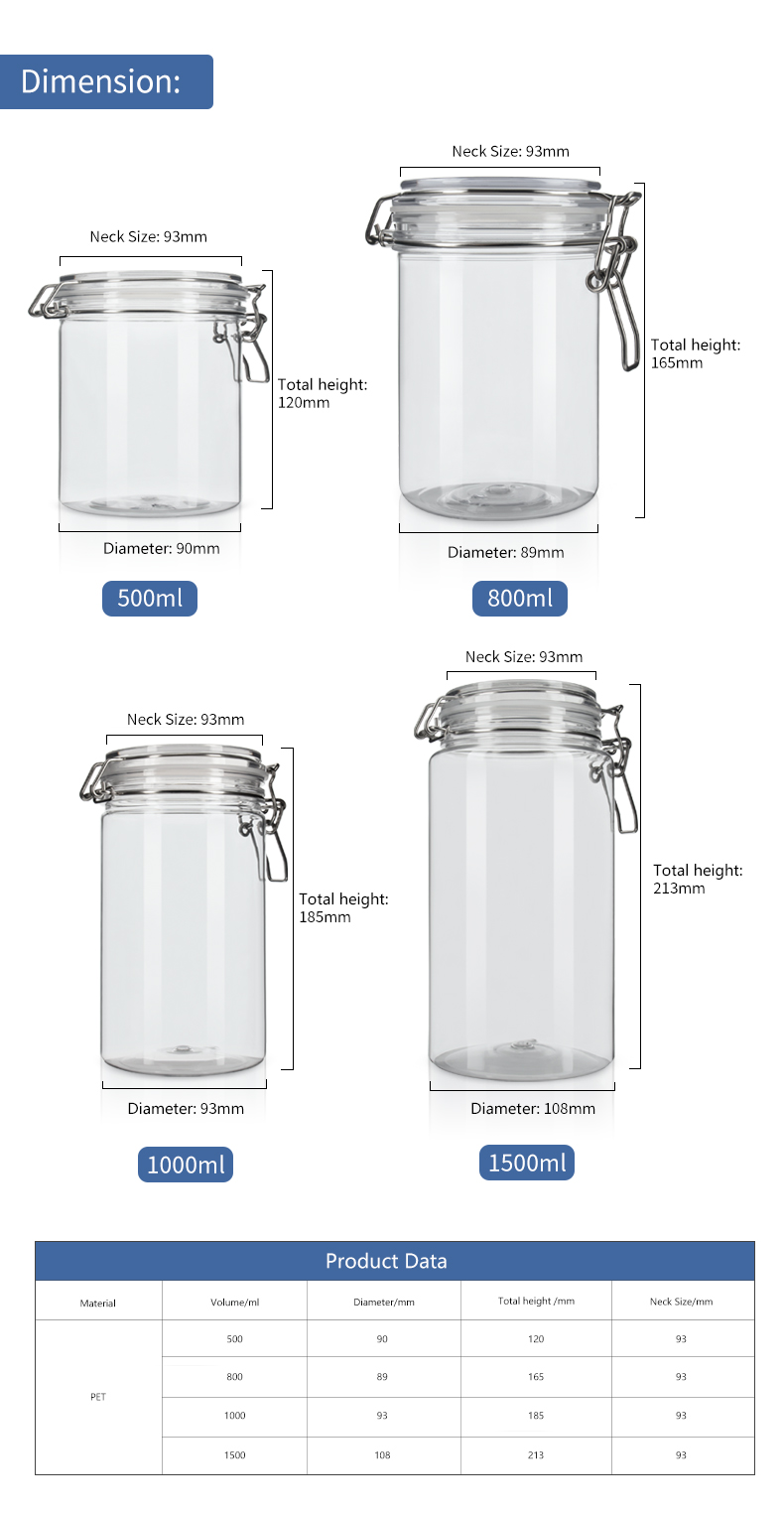 KY006PC Large Size Plastic Jars for Rose Flowers 500-1500ml PET Customs