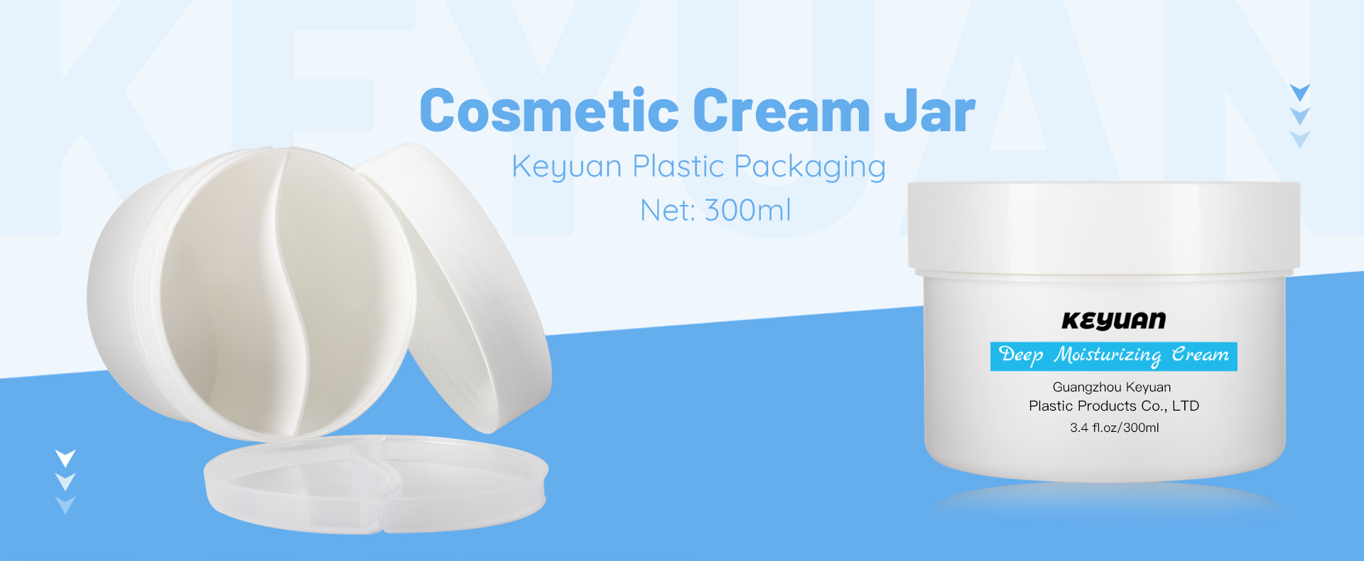 KY047PJ Day and Night Deep Moisturizing Cream Plastic Jar 300ml 10fl.oz PCR PET Bottle  Eco Friendly