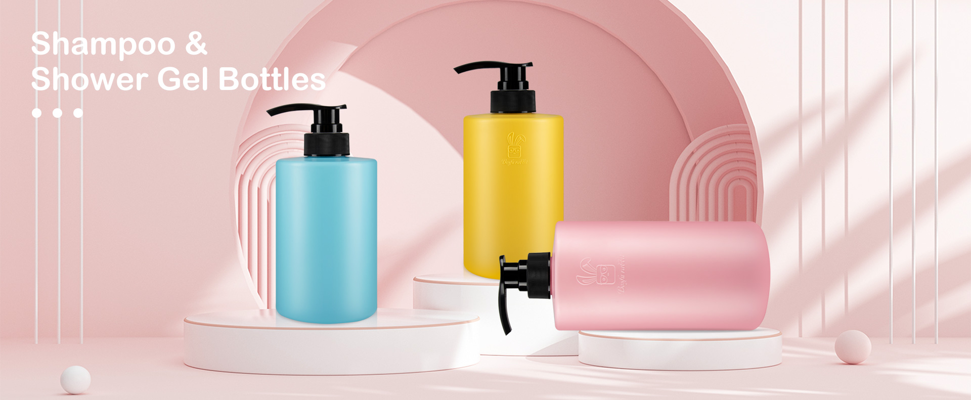 KY072 Large Capacity Shampoo Shower Gel HDPE Plastic Bottles 500ml 750ml