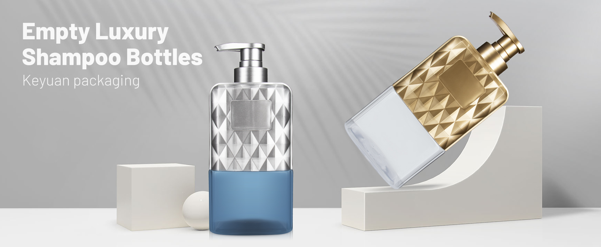 KY104 Luxury Shampoo Plastic Bottle Large Size Capacity Mockup 500ml Luxury Silver Exclusive UV Gold Silver PET