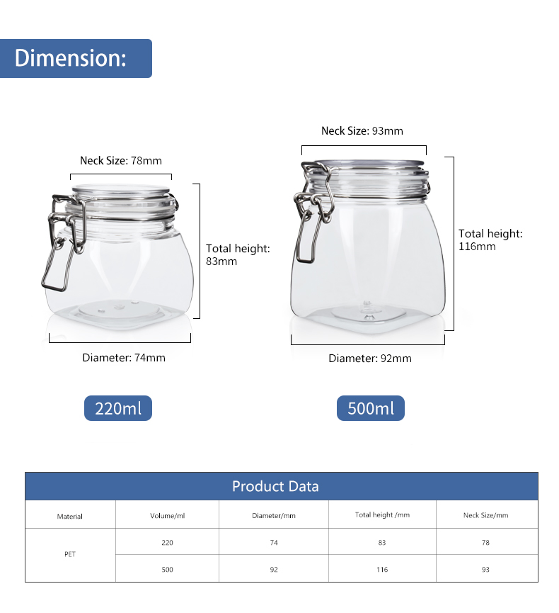 KY004PC Honey Jars with Unique Shape 220ml 500ml PET Custom Plastic Jars