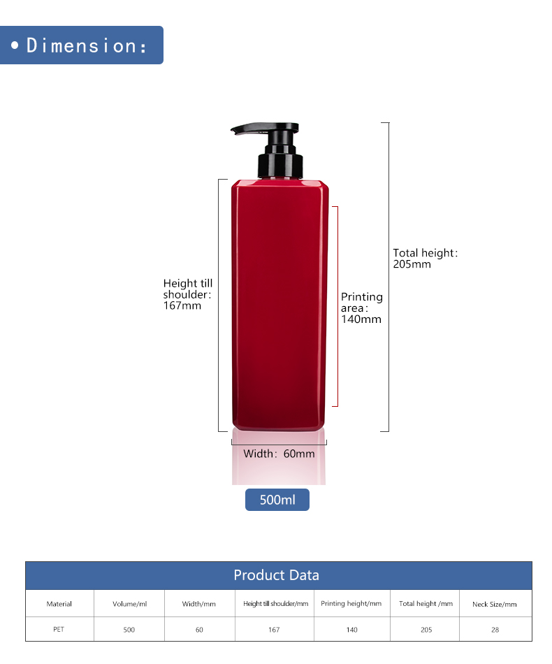KY020 Long Lasting Repairing Shampoo Bottles 300ml 500ml 800ml PET Recyclable Plastic Bottles
