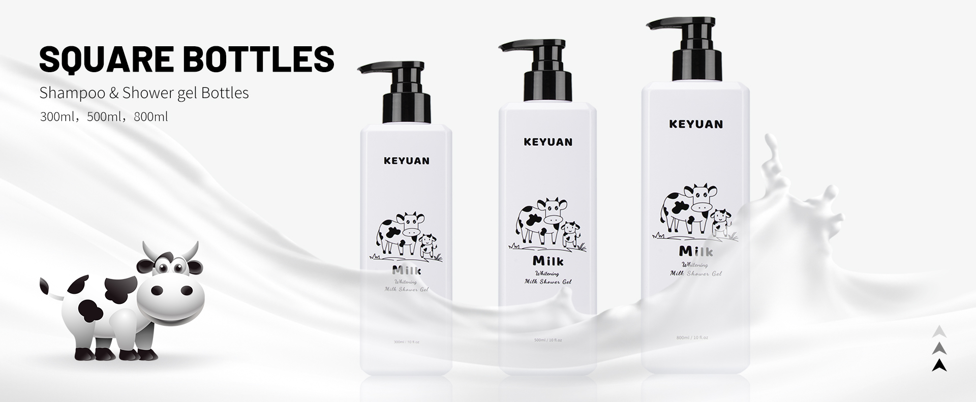 KY112 Whitening Milk Shower Gel Smoothing Skin Care Lotion Plastic Bottles PET 300ml 500ml 800ml Large Size Capacity