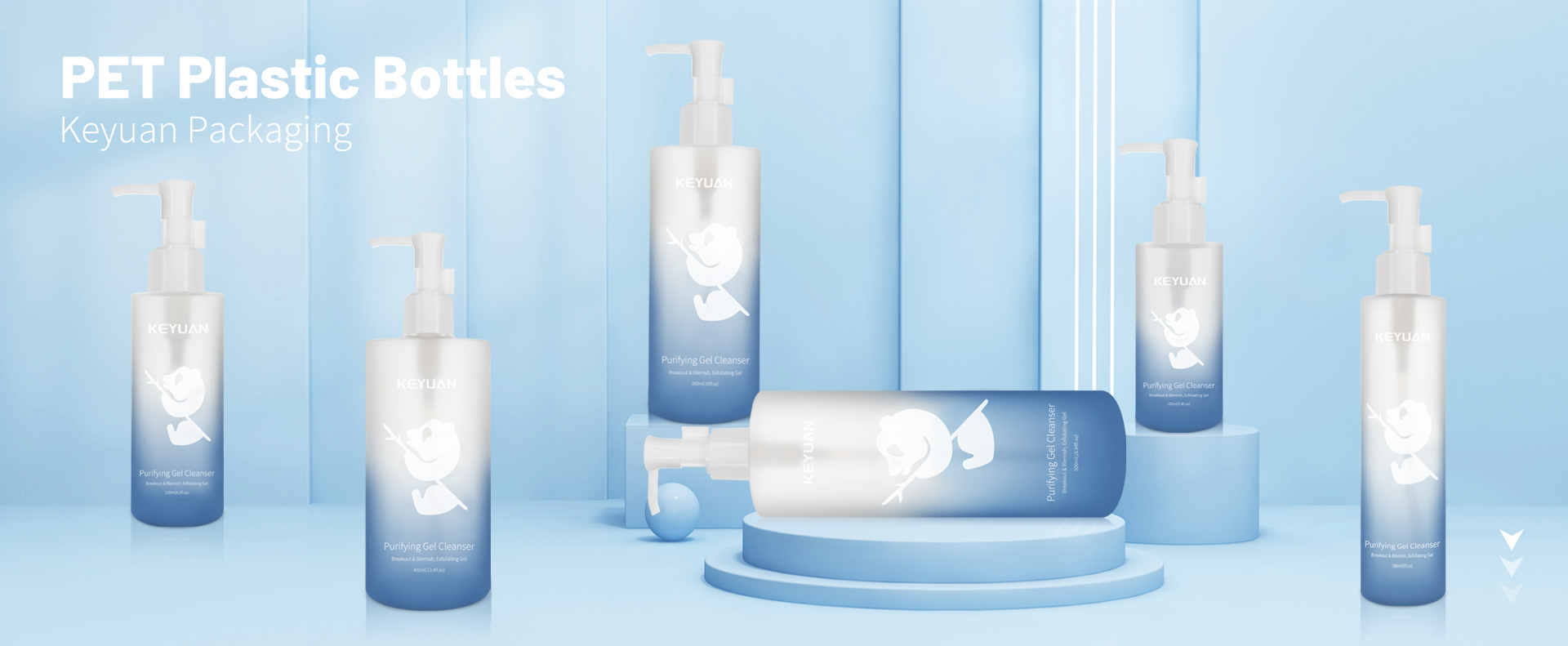 KY149 Gradient Blue mixture color Shampoo Bottle Cosmetic Packaging Containers