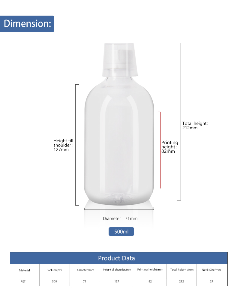 KY175 500ml Hot Sale Large Capacity PET Beverage Bottle with Screw Cap