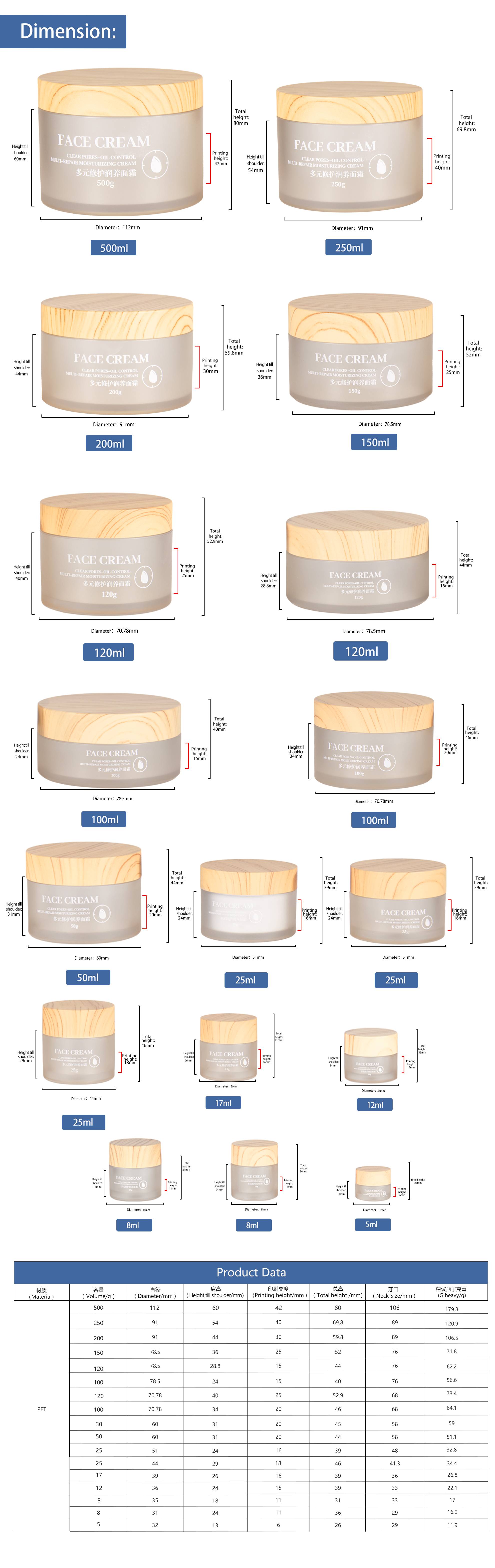 KY052 12PJ Factory Custom Multi-Capacity Skin Care Double Wall Cream Jar for Eye Cream Face Cream Packaging