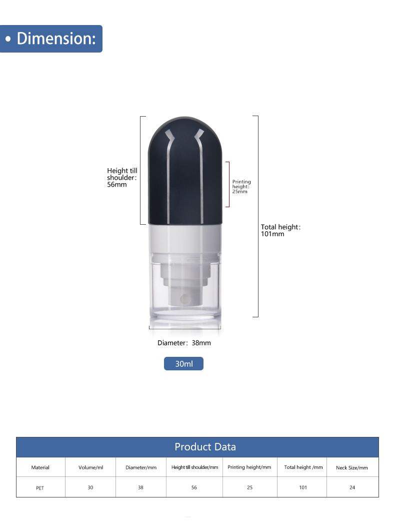 KY091 3 Pocket Portable 30ml PET Inverted Fine Mist Spray Bottle Mosquito Repellent Plastic Bottle