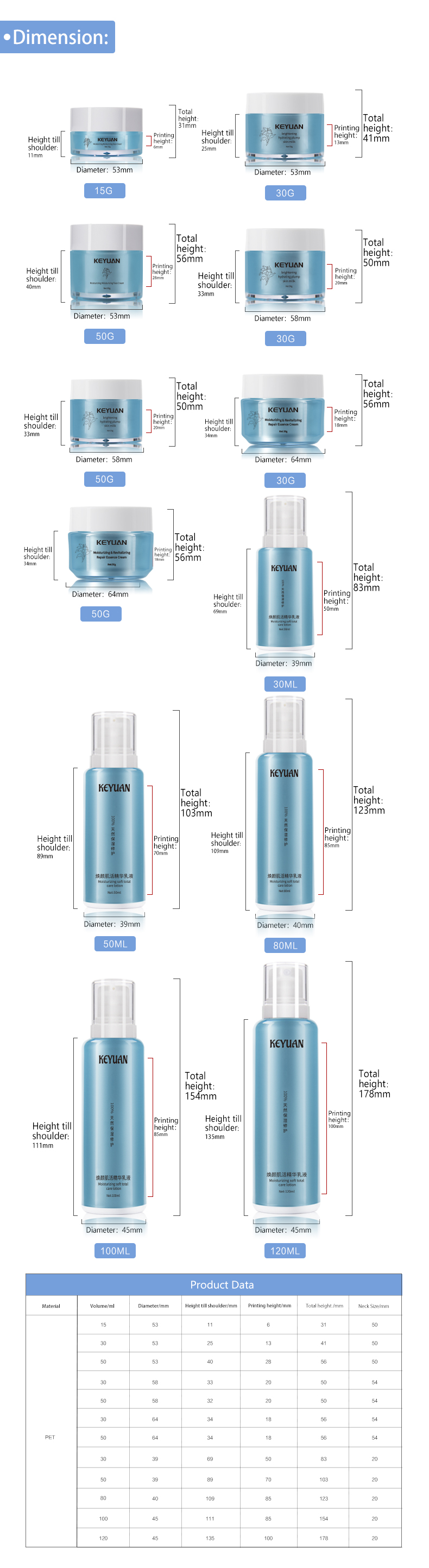 KY202 2 Custom Deluxe Face Cream Lotion Essence Bottle for Skin Care Packaging