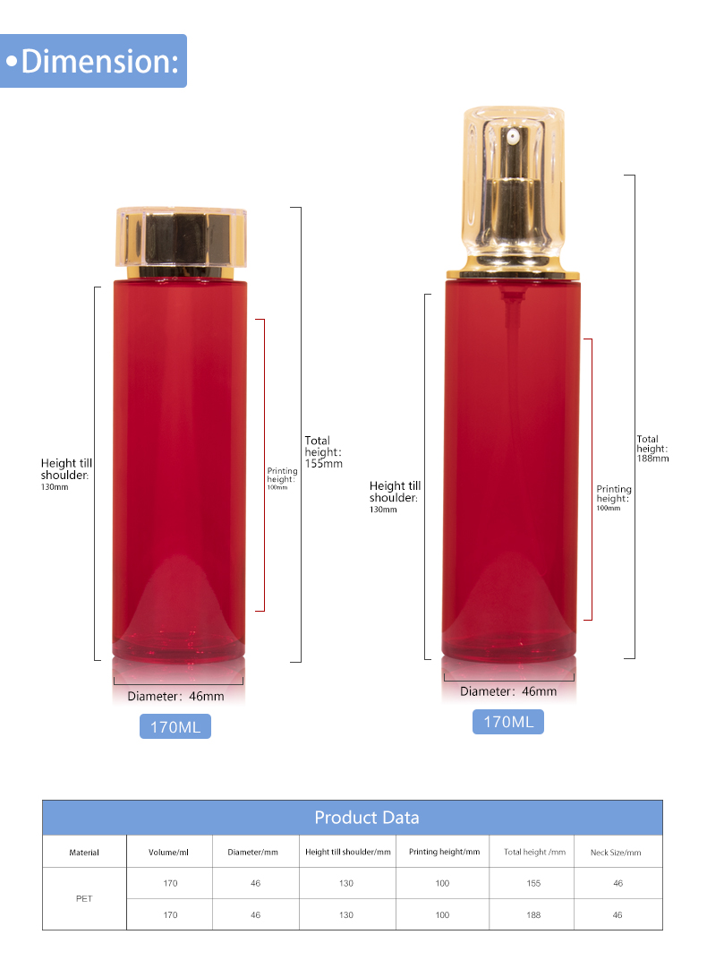 KY207 2 Factory Custom Luxury Red 170ml Skin Care Essence Water Essence Lotion Bottle