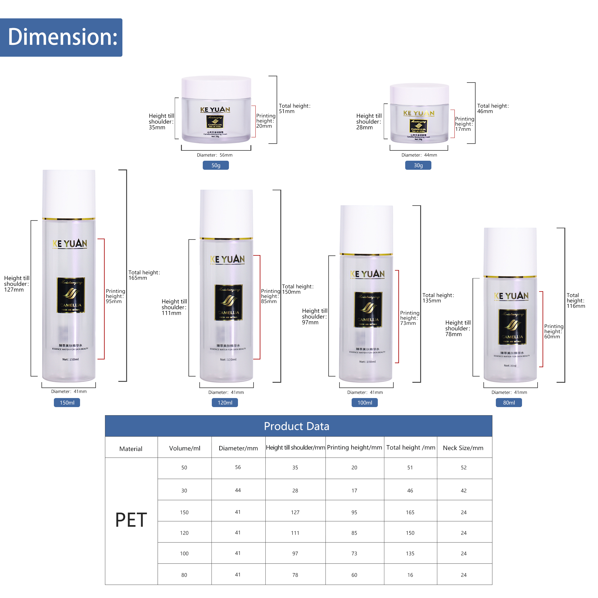 KY217 2 Wholesale Luxury Skin Care Products 100ml 120ml Toner Bottle 30g 50g Eye Cream Face Cream Jar