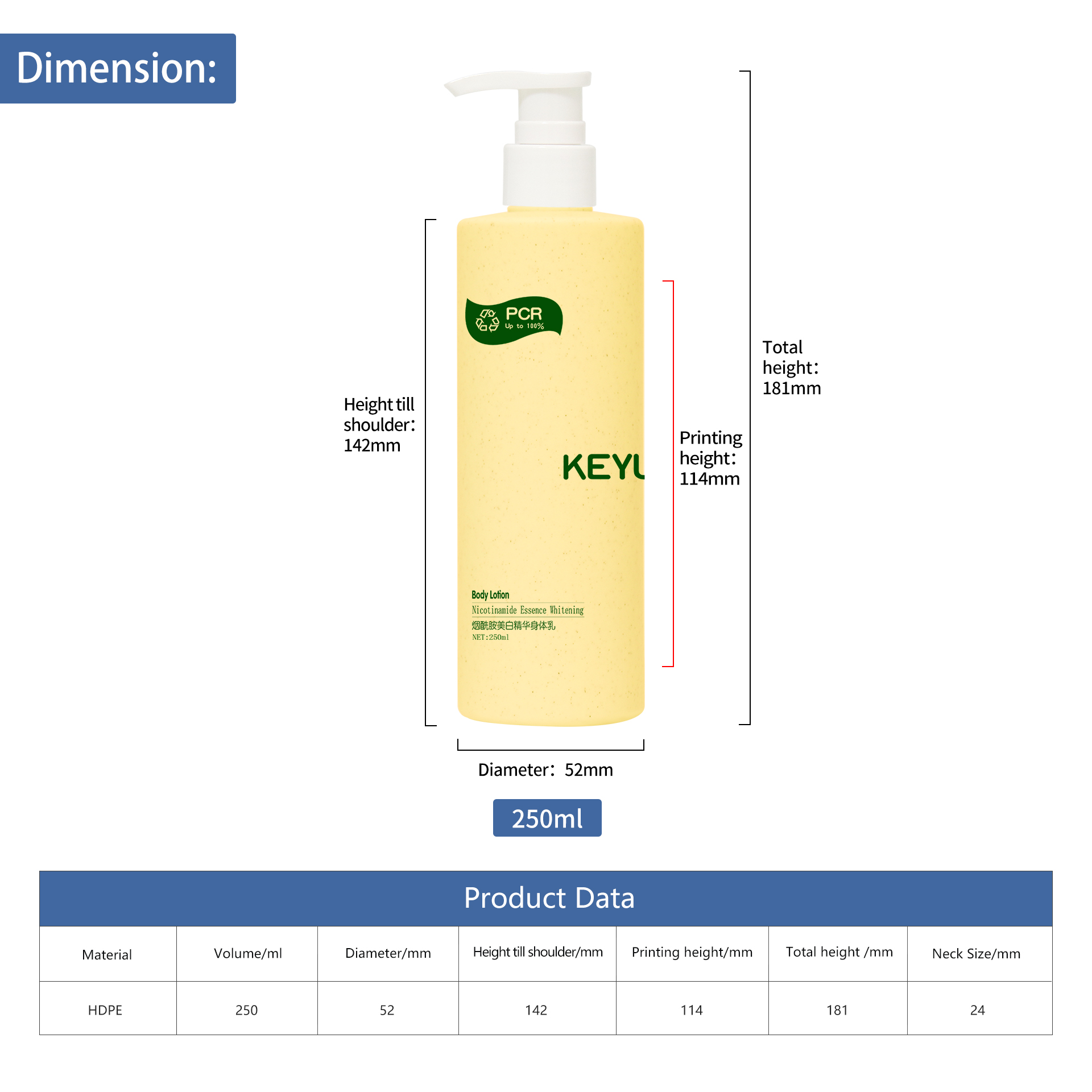 KY234 2 New Luxury Soft Touch Effect 250ml Cosmetic Packaging PE Lotion Pump Bottle
