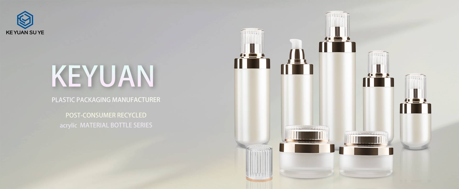 KY015 50ml 100ml 120ml White Cosmetic Acrylic Plastic Round Package Luxury Essence Lotion Bottle