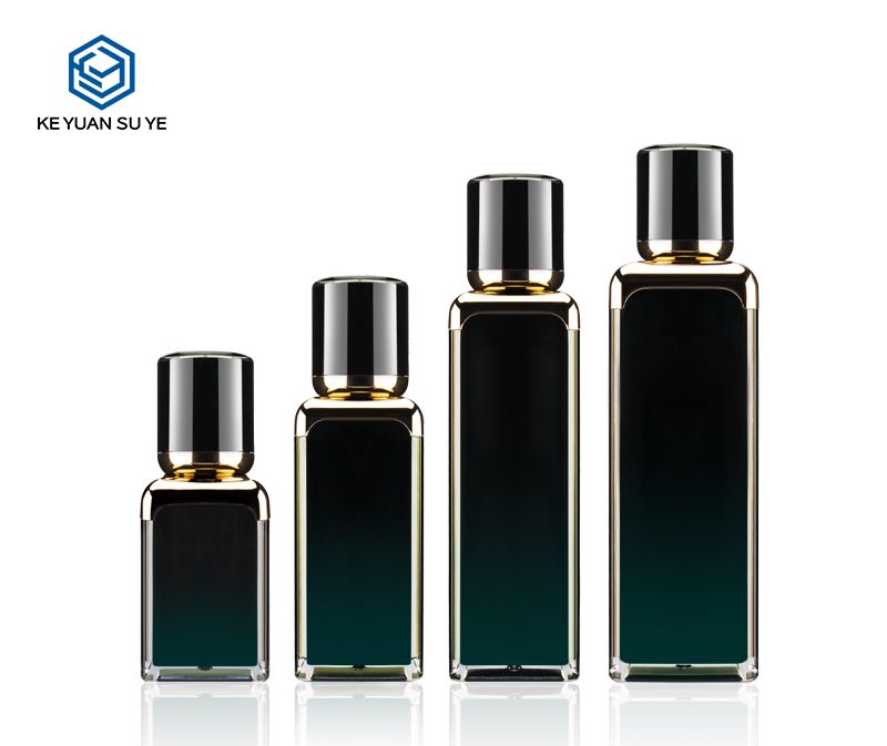 KY007AB High Class Golden Shoulder Acrylic Square Bottles