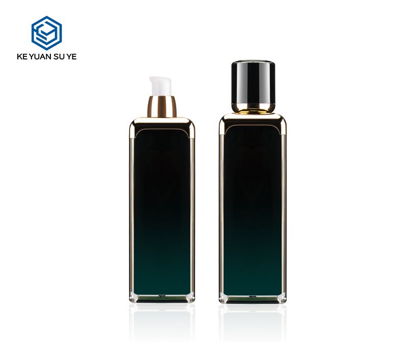 KY007AB High Class Golden Shoulder Acrylic Square Bottles