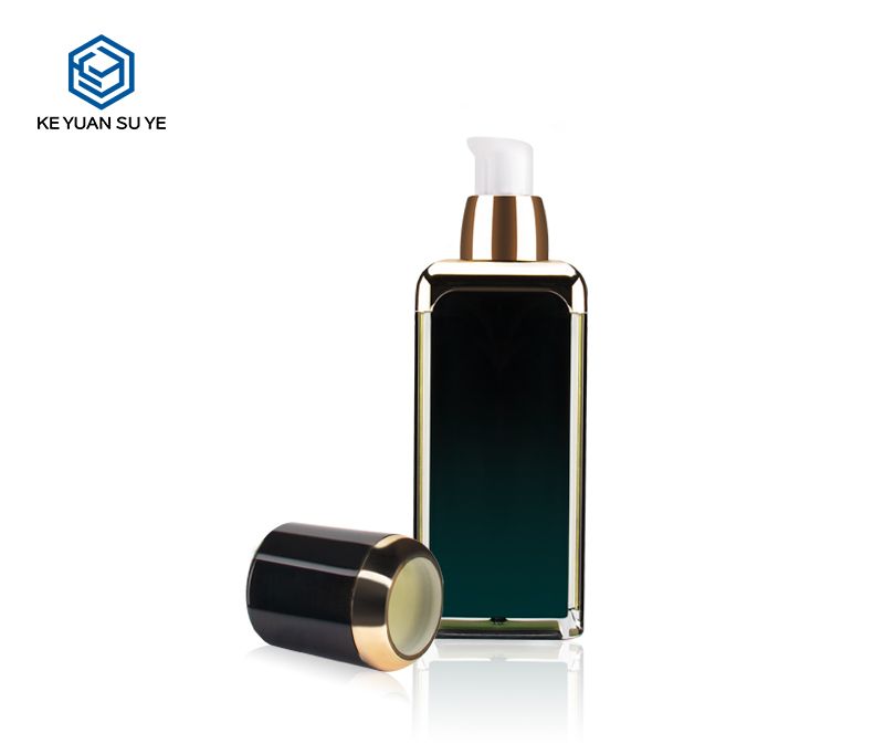 KY007AB High Class Golden Shoulder Acrylic Square Bottles