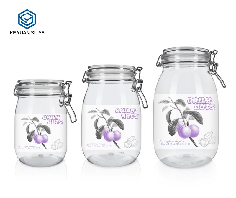 KY005PC Large Size Plastic Jars for Fruit Nuts 800-1600ml PET Customs