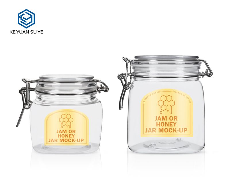 KY004PC Honey Jars with Unique Shape 220ml 500ml PET Custom Plastic Jars