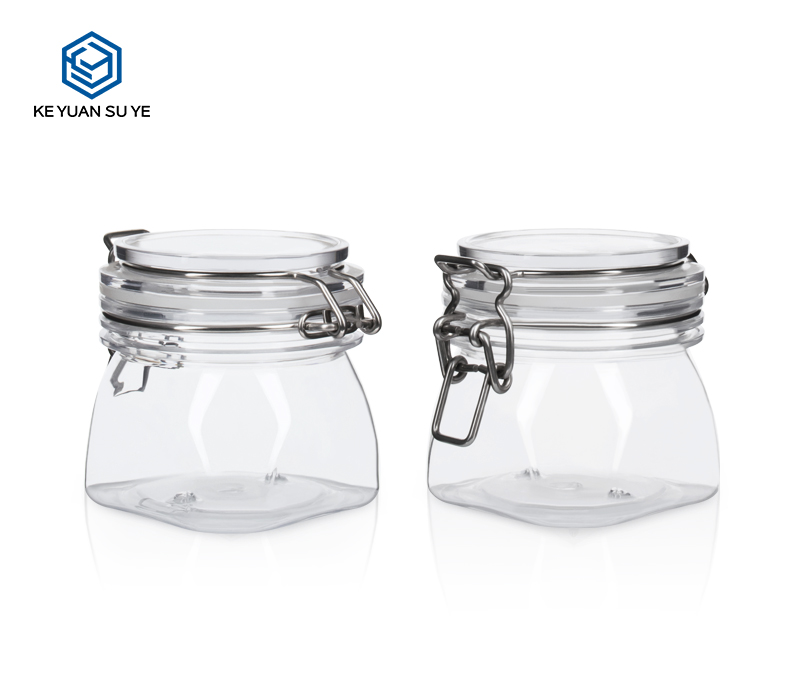 KY004PC Honey Jars with Unique Shape 220ml 500ml PET Custom Plastic Jars