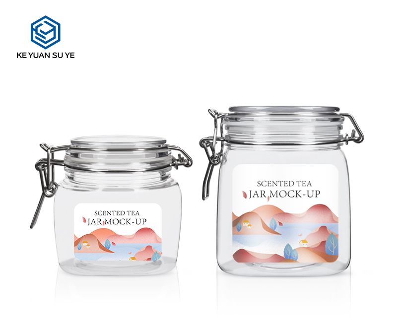 KY003PC Chinese Tea Jars Candy Cans with Unique Shape 150-500ml PET Custom Plastic Jars
