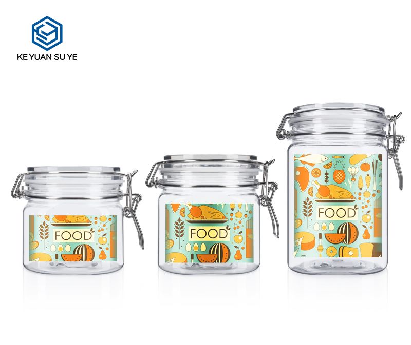 KY007PC Large Size Plastic Jars for Food Storage 500-1500ml PET Customs