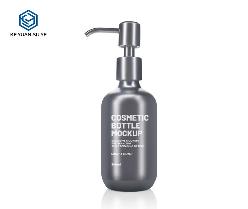 KY004 Cosmetic Plastic Bottle Mockup 300ml  Luxury Silver Exclusive UV Silver PET