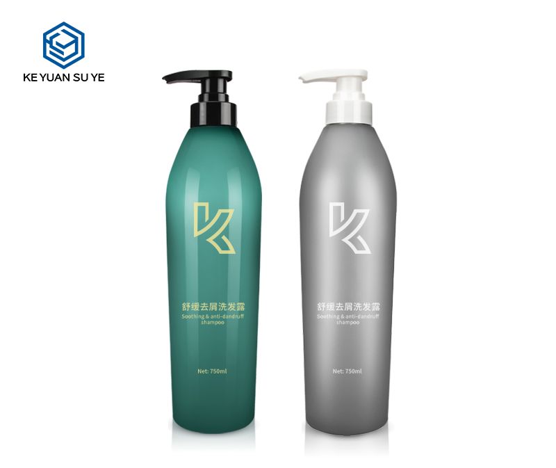 KY015 Eco-friendly Green Grey Large Size 750ml PET Plastic Shampoo Conditioner Bottle