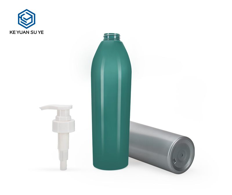 KY015 Eco-friendly Green Grey Large Size 750ml PET Plastic Shampoo Conditioner Bottle