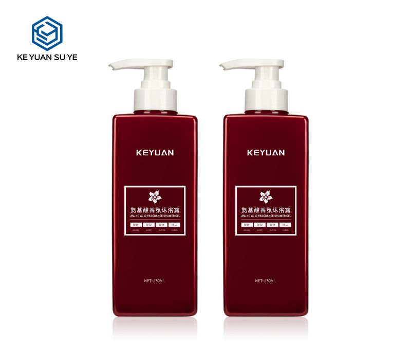 KY018 Amino Acid Fragrance Shower Gel 450ml PET Plastic Shampoo Conditioner Bottle Dark Red Shiny