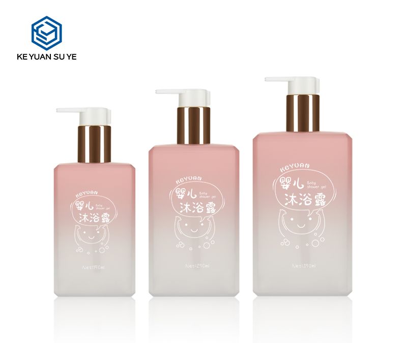 KY022-3 Baby Shower Gel Plastic Bottles 6.8oz. 8oz. 12oz. PETG Bottles with UV Effect Pump