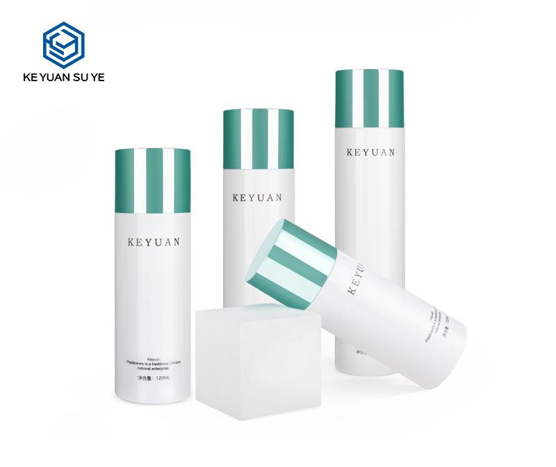 KY040 Matte White Cosmetic Beauty Water Skin Care PET Plastic Bottle UV Green Toner Cap