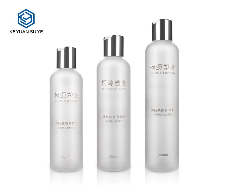 KY058 UV Silver Gold Disco Cap Lotion Gel Hotel Hand Wash Plastic Bottles PET 180ml 200ml 250ml Translucent Matte Finishing