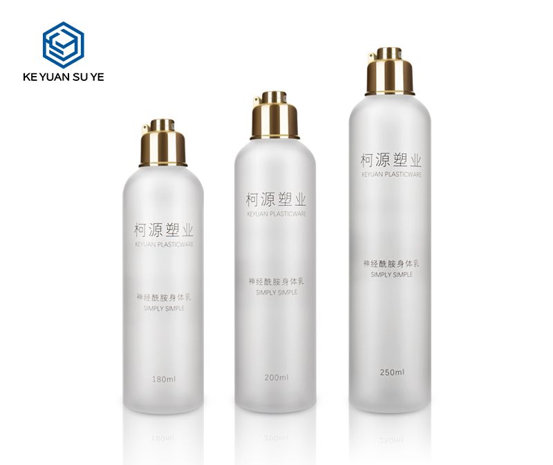 KY058 UV Silver Gold Disco Cap Lotion Gel Hotel Hand Wash Plastic Bottles PET 180ml 200ml 250ml Translucent Matte Finishing