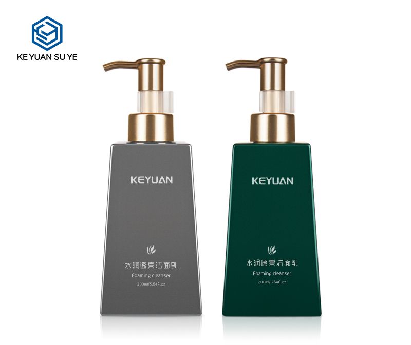 KY062 Foaming Cleanser Lotion Cosmetic PETG Trapezoid Plastic Bottle with UV Lids