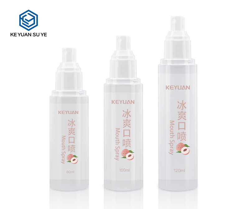 KY064 Food Grade Mouth Spray Cleanser Bottles 80ml 100ml 120ml Plastic Bottle PET Special UV Lids
