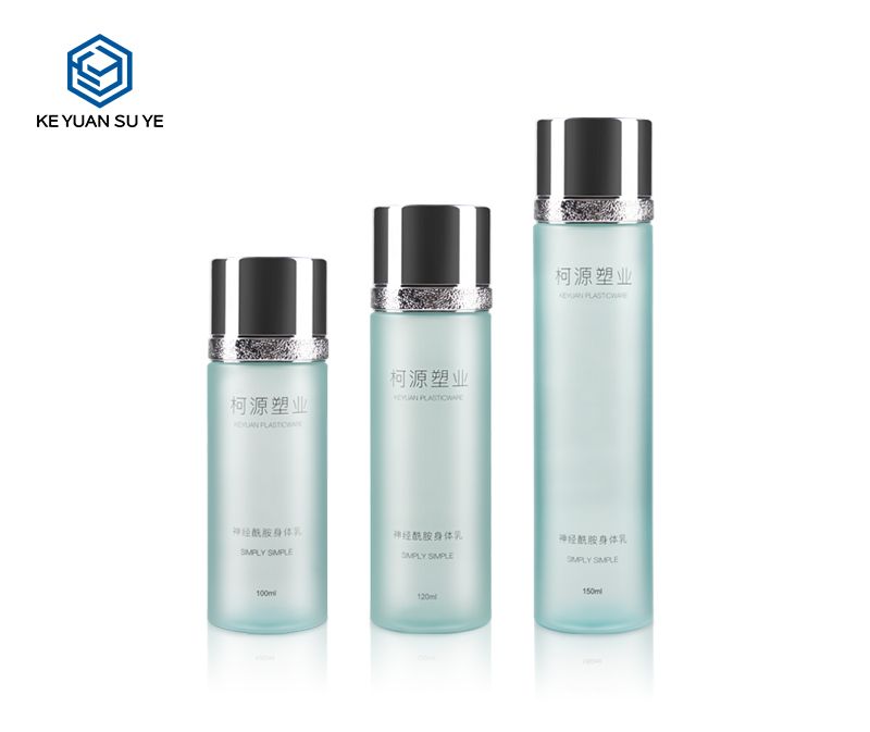 KY097 Elegant Cosmetic Water Skin Care PET Plastic Bottle Blue Series UV Silver Gold Rose Flower Toner