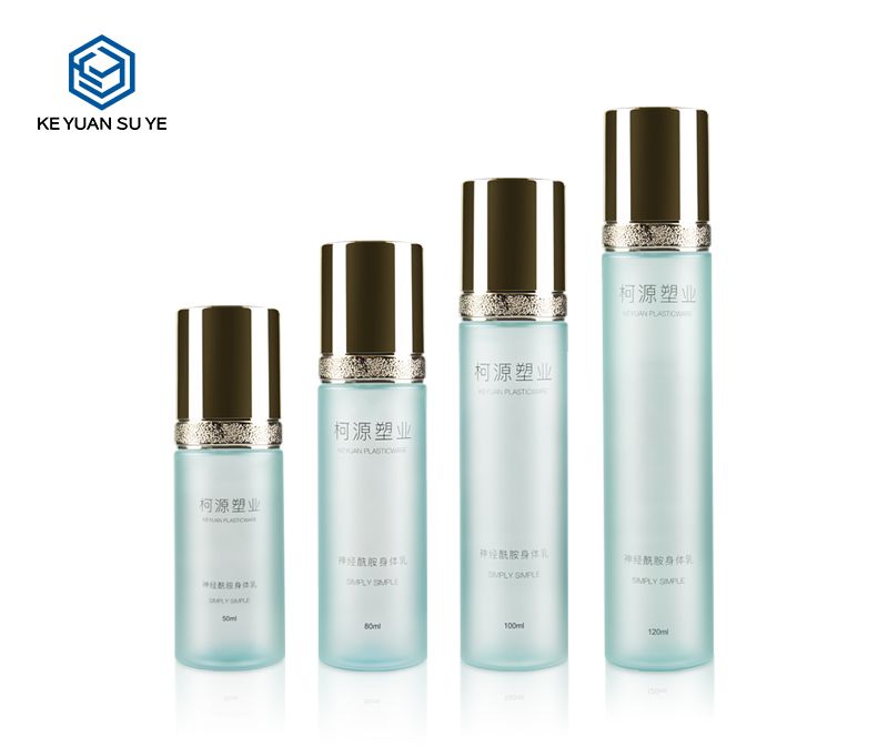 KY097 Elegant Cosmetic Water Skin Care PET Plastic Bottle Blue Series UV Silver Gold Rose Flower Toner