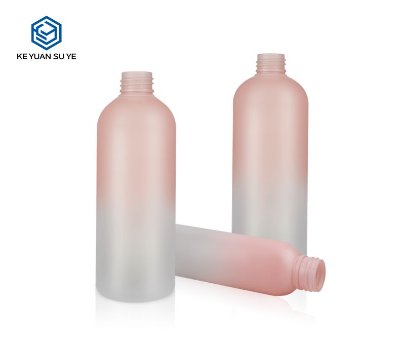 KY099 Gradual Pink Color Family Shower Gel Body Wash Plastic Bottles 500ml PET Bottles with UV Effect Lids Special Pump