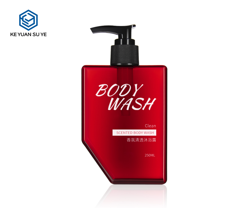 KY102 Unique Square Shape Hotel Cleanser Body Wash Household Shower Gel Plastic Bottles PETG