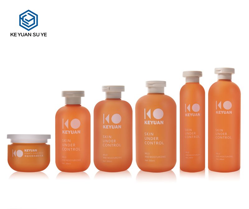 KY111-2 Orange Series HDPE Plastic Body Lotion Cosmetics Bottle with Soft Touch Effect