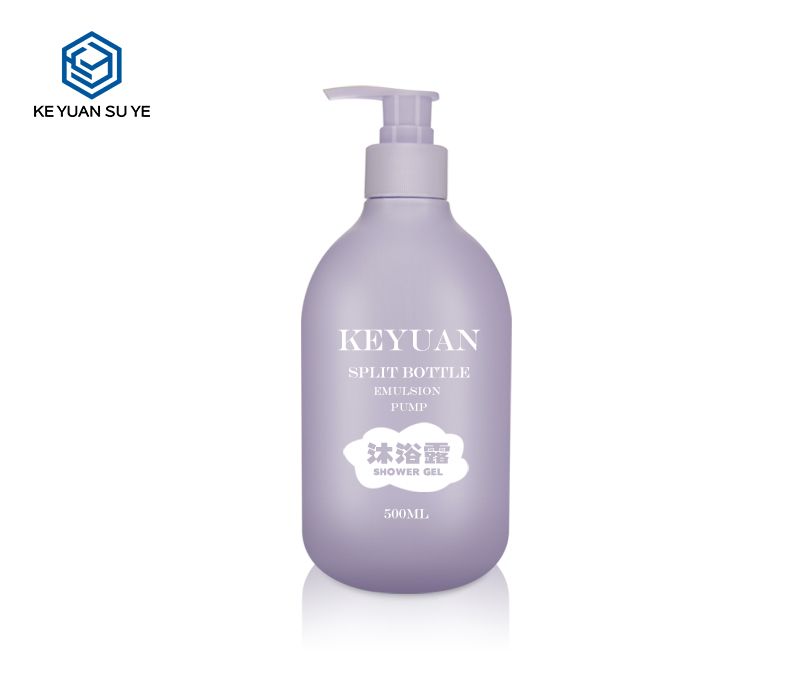 KY116 Romantic Shower Gel Purple HDPE Plastic Body Lotion Cosmetics Bottle 500ml Romance