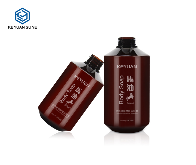 KY127 Brown Horse Oil Moisturizing Body Soap Wash Shampoo Conditioner 300ml 500ml PET Plastic Bottles