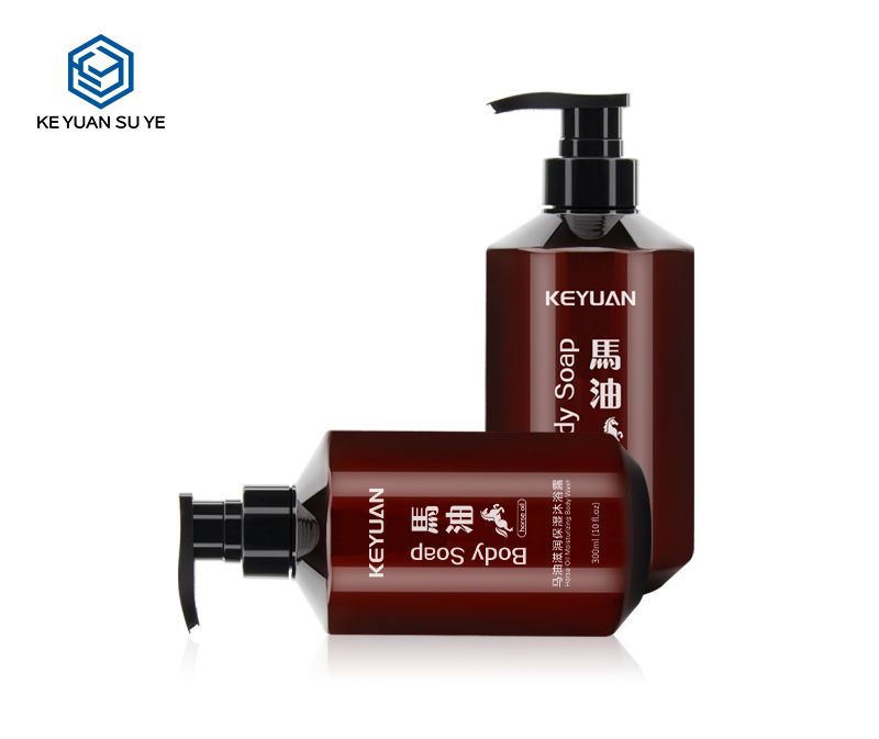 KY127 Brown Horse Oil Moisturizing Body Soap Wash Shampoo Conditioner 300ml 500ml PET Plastic Bottles