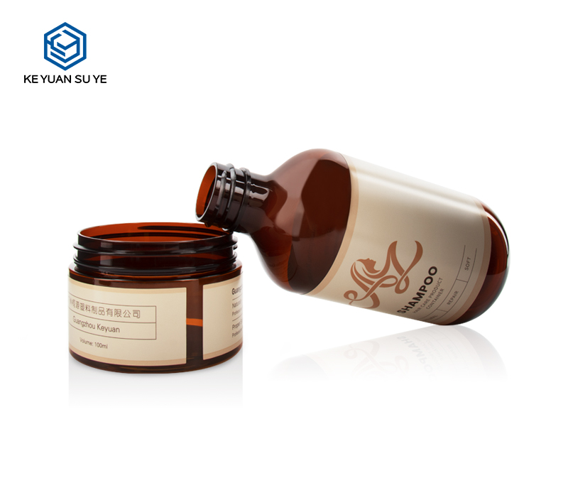 KY136 Brown Natural Repair Soft Shampoo Hair Care Products Conditioner PET Plastic Bottles with Jars