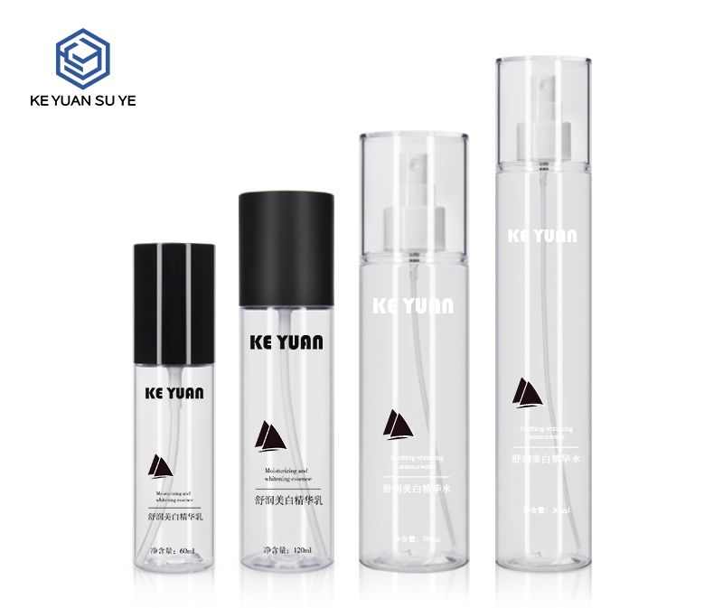 KY169 Round 60ml 120ml 200ml 300ml Cosmetic Plastic Bottle PET with Mist Spray /Lotion Pump and Cap