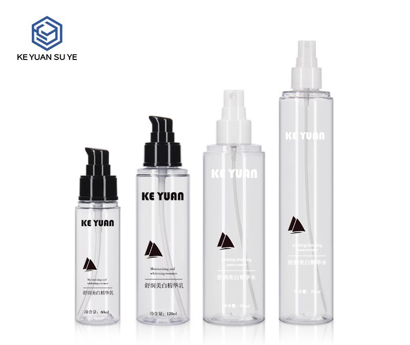 KY169 Round 60ml 120ml 200ml 300ml Cosmetic Plastic Bottle PET with Mist Spray /Lotion Pump and Cap