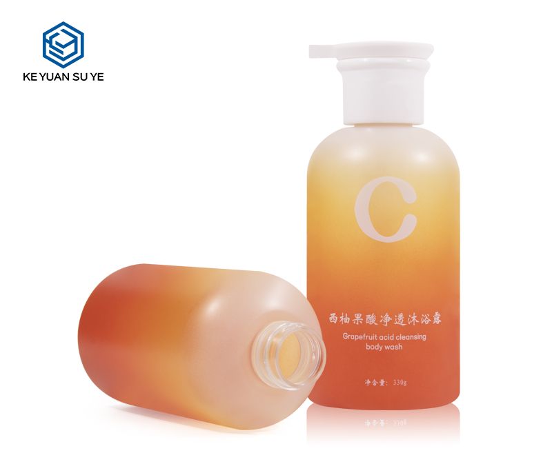 KY183 330ml High Quality Cosmetic Round Shape Plastic Bottle with Special Pump