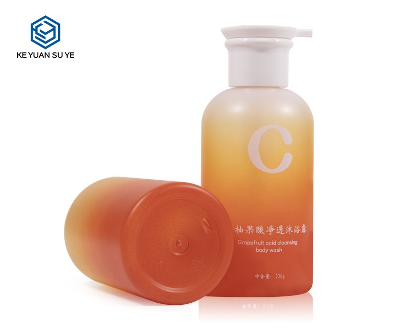 KY183 330ml High Quality Cosmetic Round Shape Plastic Bottle with Special Pump