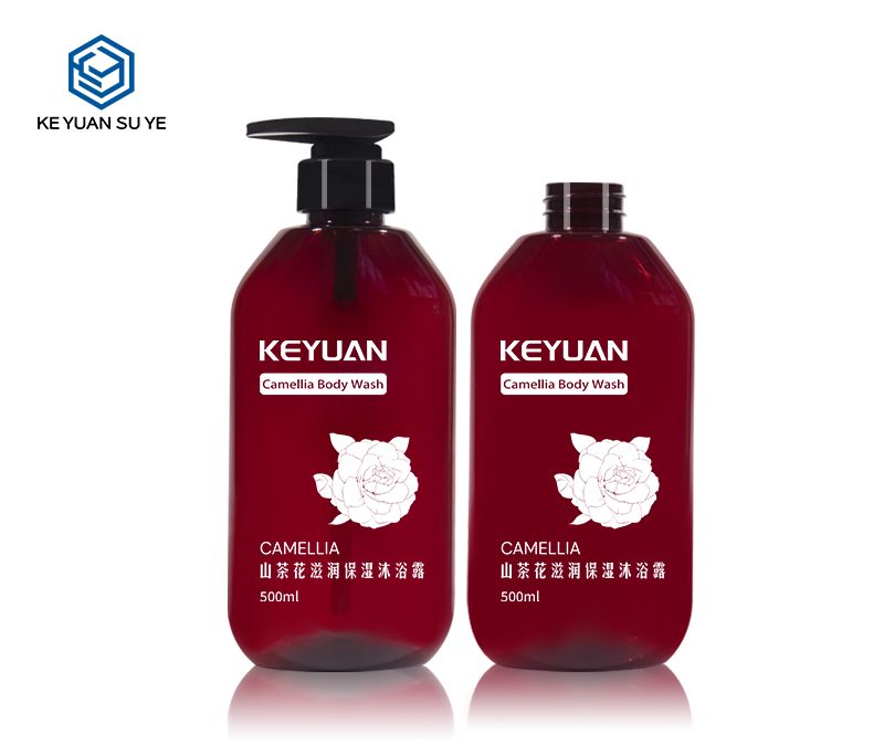 KY187 540ml Plastic PET Amber Bottle with Black Pump for Cosmetic Packaging Shampoo Bottle