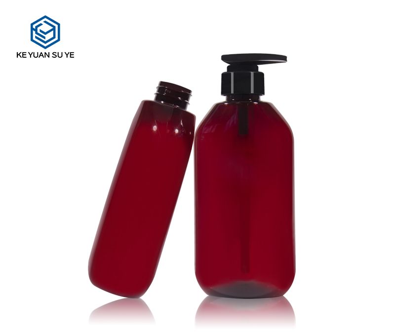 KY187 540ml Plastic PET Amber Bottle with Black Pump for Cosmetic Packaging Shampoo Bottle