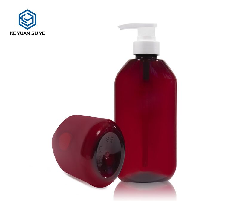 KY187 540ml Plastic PET Amber Bottle with Black Pump for Cosmetic Packaging Shampoo Bottle